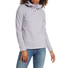 The North Face Size Large Purple Knit Stitch Fleece Hoodie Snap Button Mock Neck