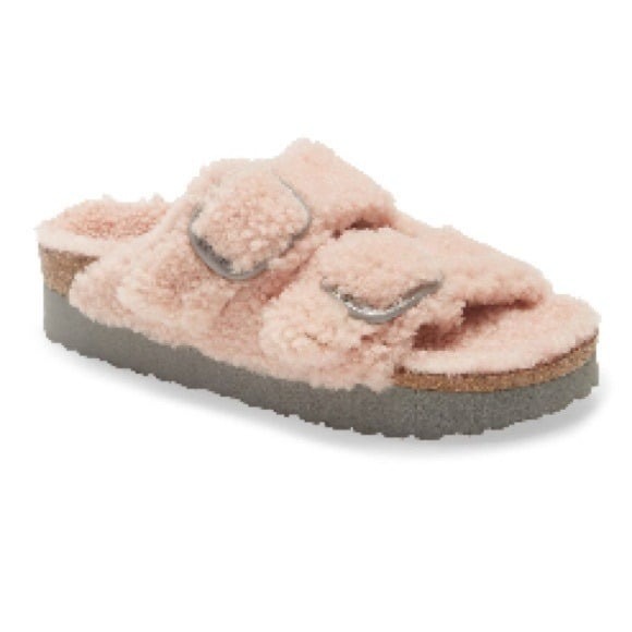 Papillio Birkenstock shearling pink Arizona sandals sz 39/8-8.5 womens