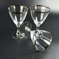Vintage Water Goblet Wedding Ring by FOSTORIA - 6 1/4 Tall - Set of 3
