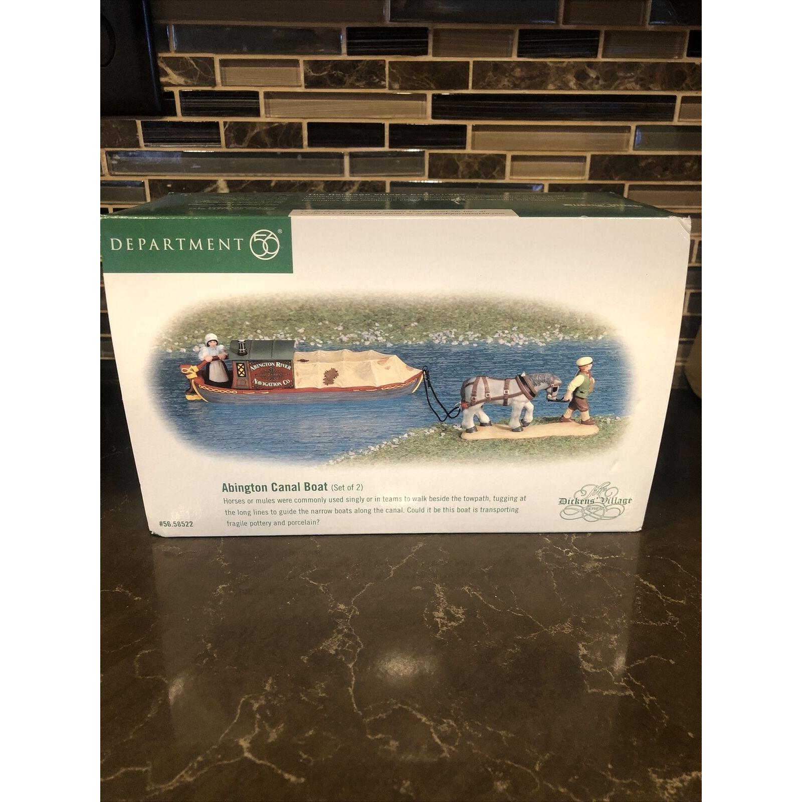 Department 56 Dickens Village Abington Canal Boat Set of 2 #58522