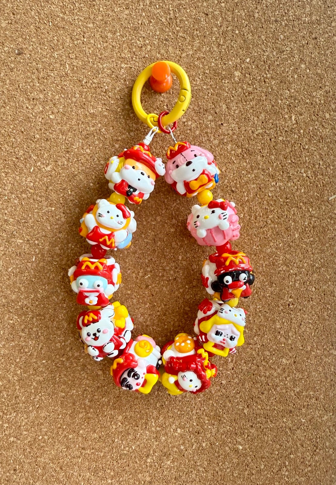 Keychain, phone Charm, Bag Charm using handcrafted cartoon McDonald beads