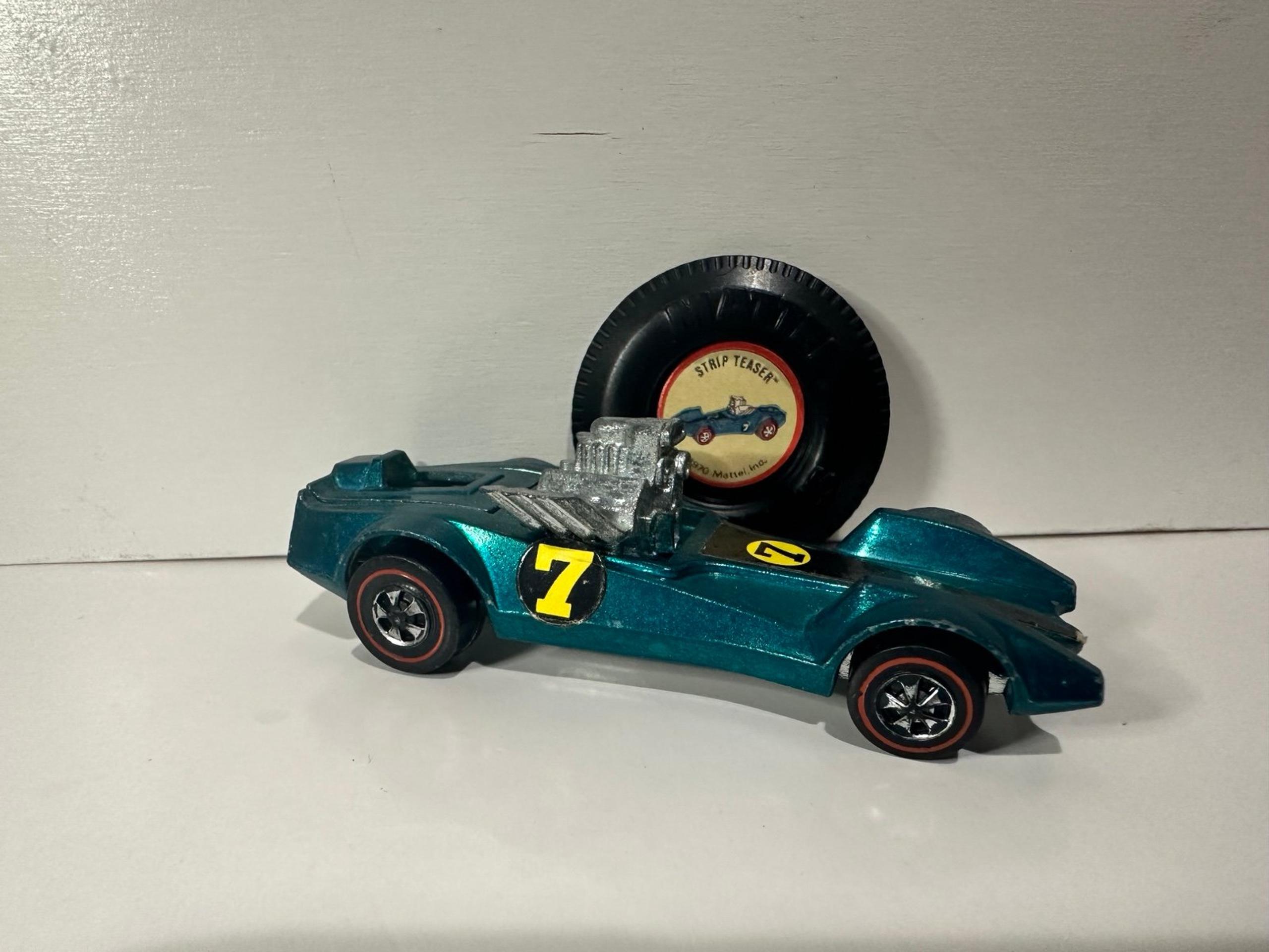 Vintage 1970 Hot Wheels Redline Strip Teaser - Aqua, w/Button