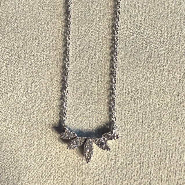 Solid 14k Diamond Marquise Style Station Necklace