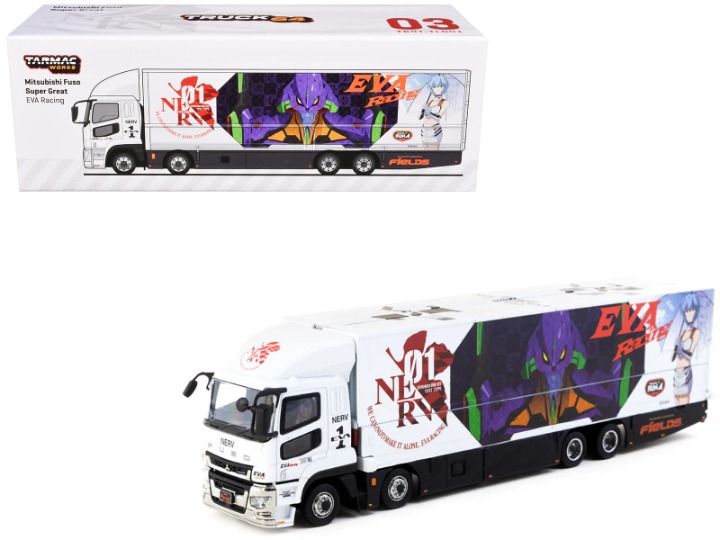 Mitsubishi Fuso Truck with Transporter White with Graphics
