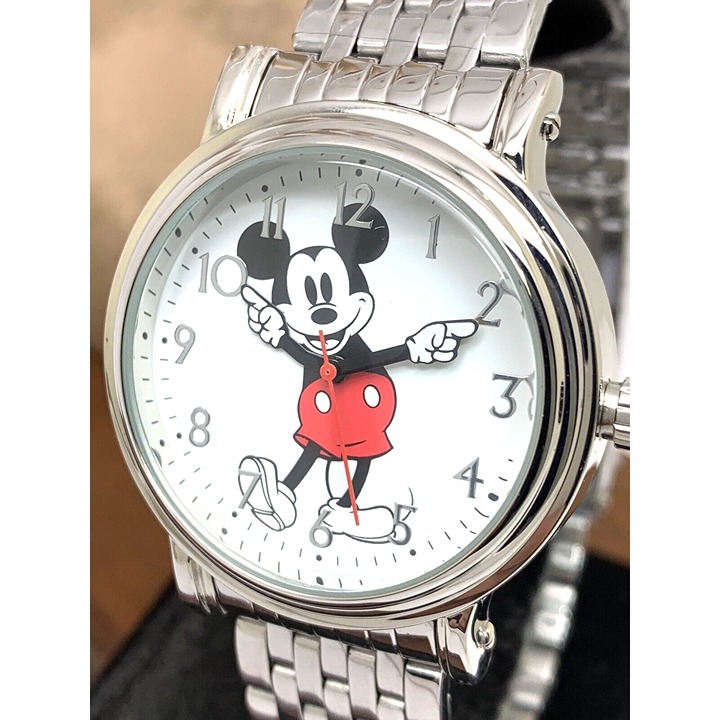 Disney Mickey Mouse Women's Watch White Dial Silver Steel 38mm Quartz WDS000682