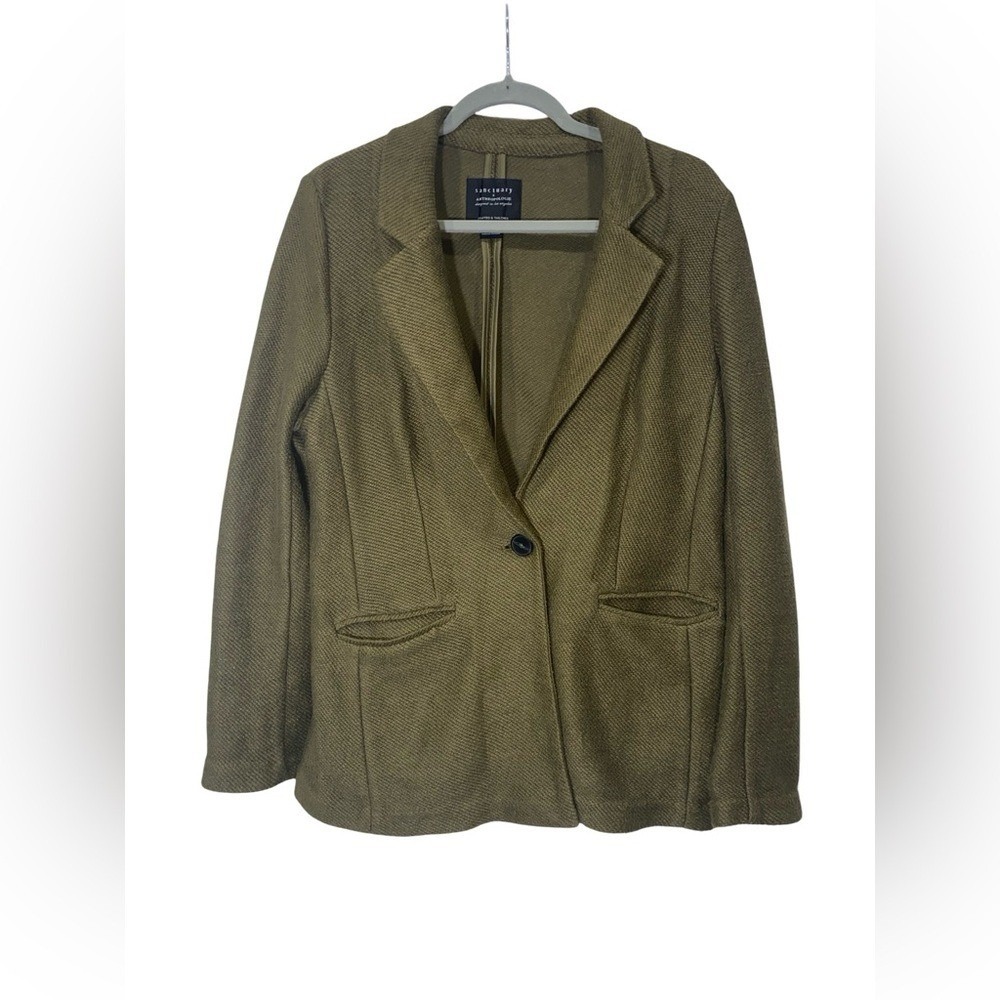 Anthropologie | Sanctuary Olive Green knit Blazer size M cotton blend
