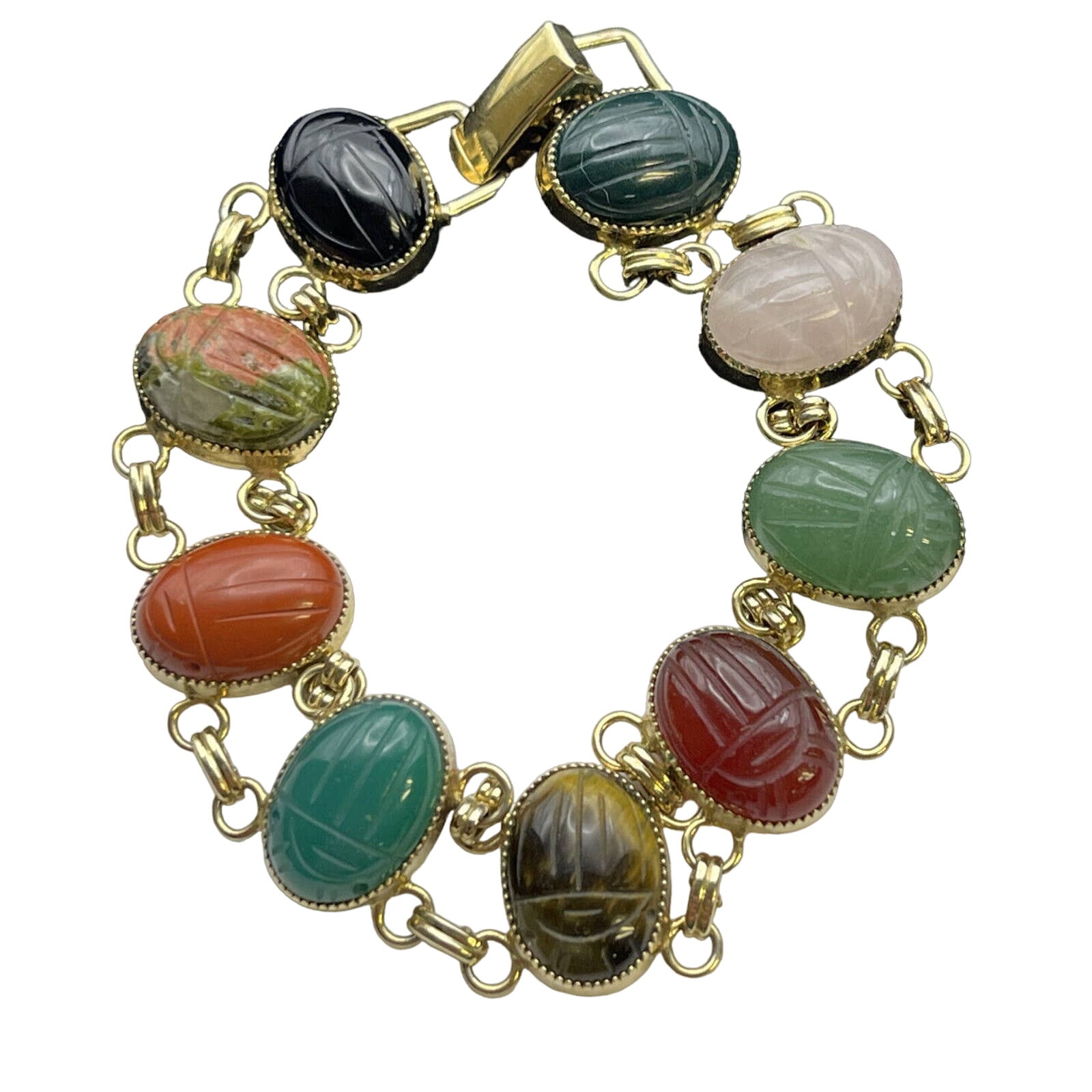 VTG Jojak 925 Scarab Bracelet Sterling Silver 925 Signed Egyptian Revival Beetle