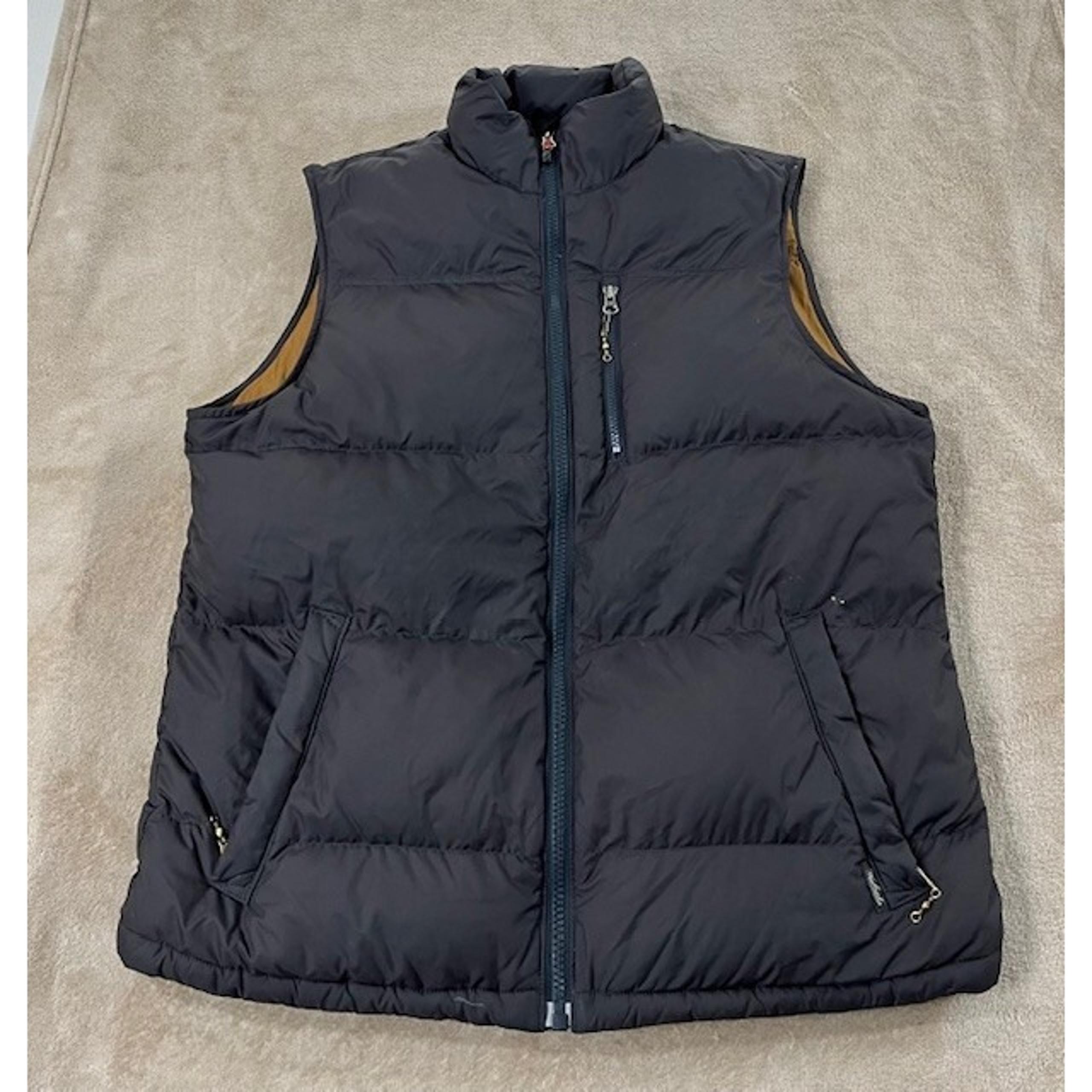 Woolrich Duck Down Puffer Vest Men's Large Brown Full Zip Good light stains