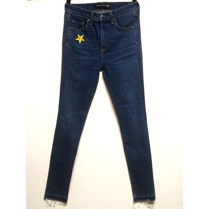 Veronica Beard Jeans Blue Kate Skinny 10” High Rise Stretch Grotto 28x28.5 EUC