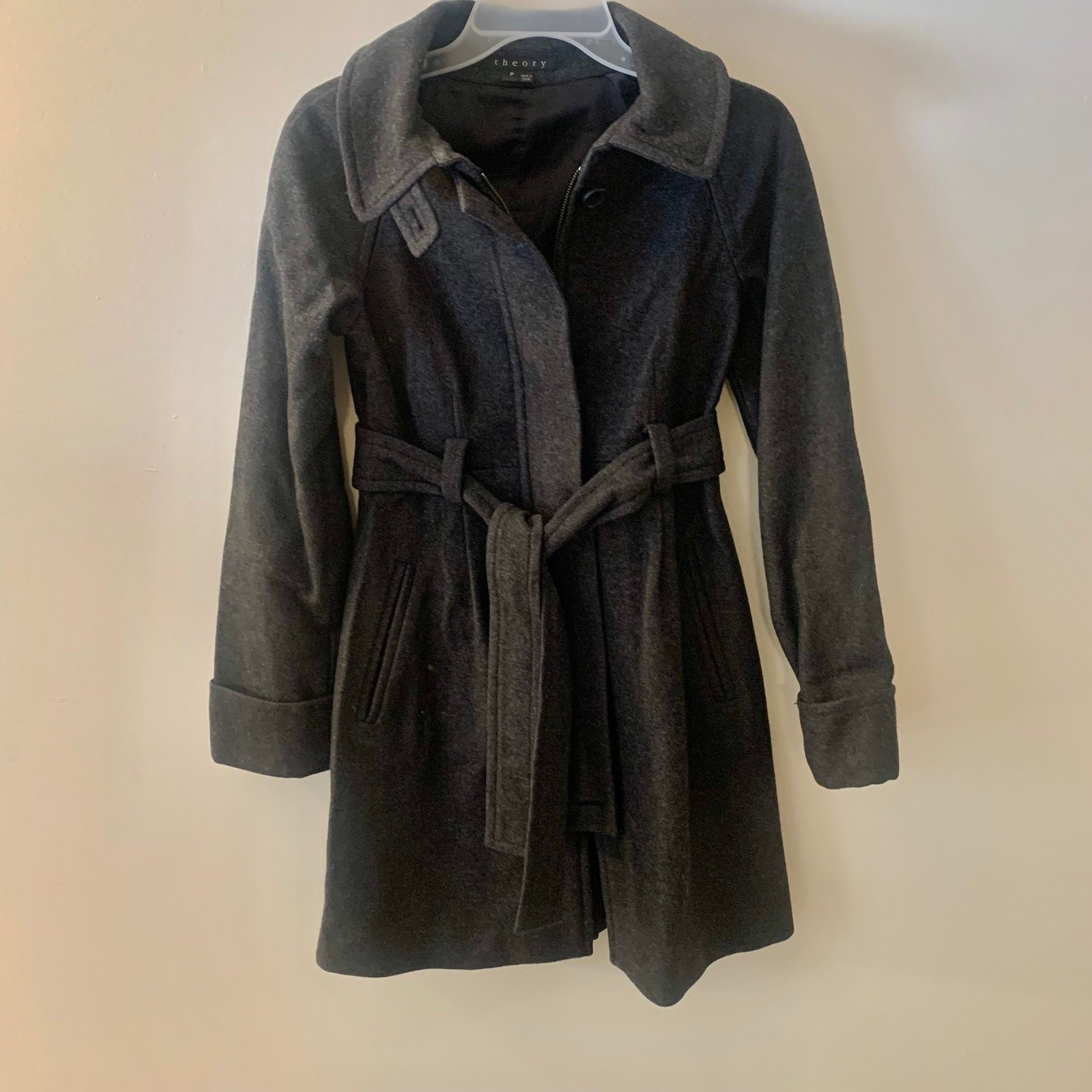 Theory Belted Wool Trench Coach