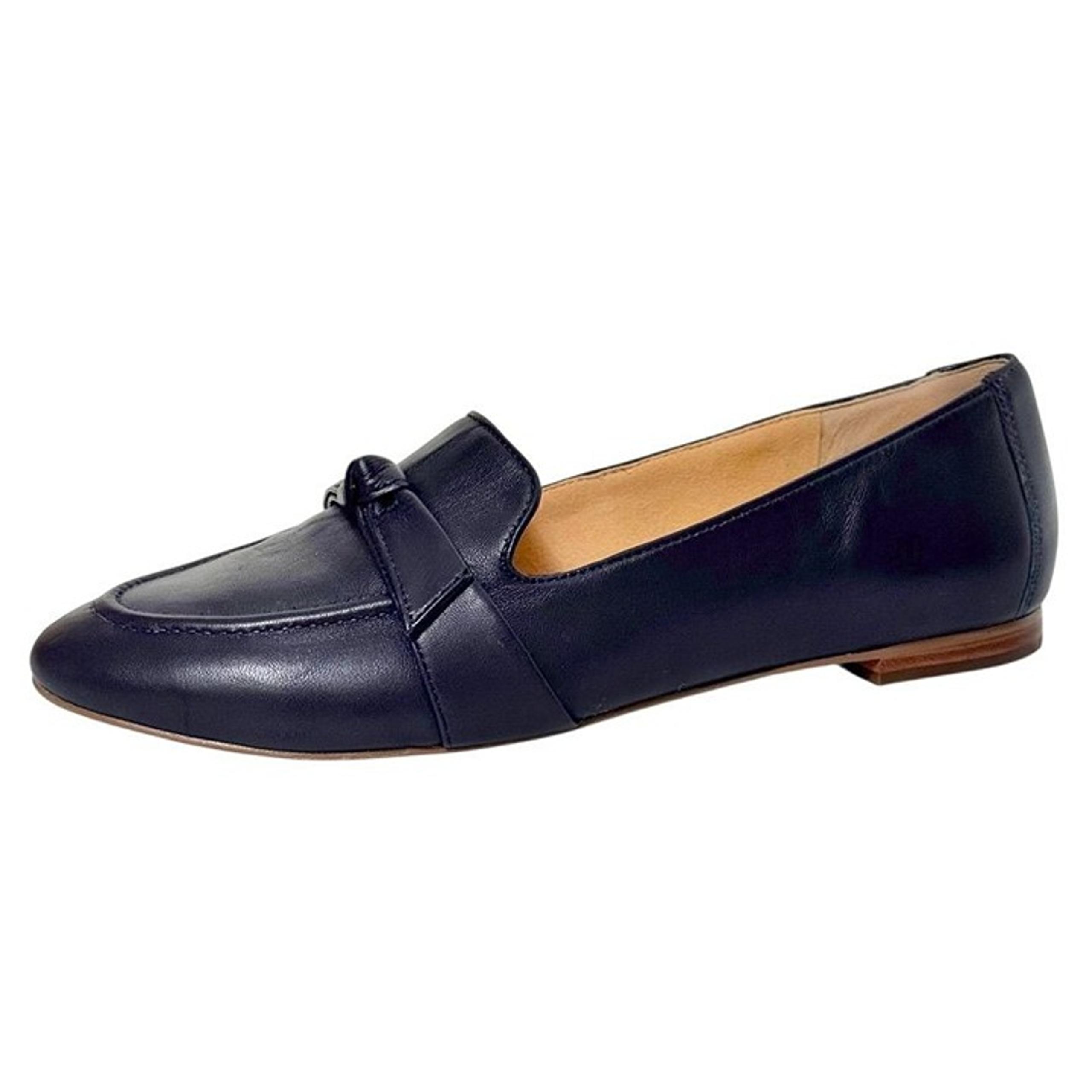 Talbots Ryan Bow Loafers Flats Navy Blue Nappa Leather Slip On Women's Size 9M