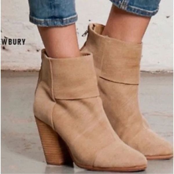 Rag and Bone Newberry Canvas Heeled Bootie Tan Size 6.5
