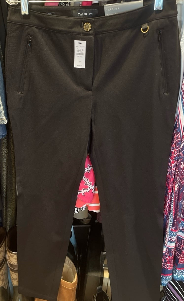 Talbots NWT 6P black pants with zipper front pockets