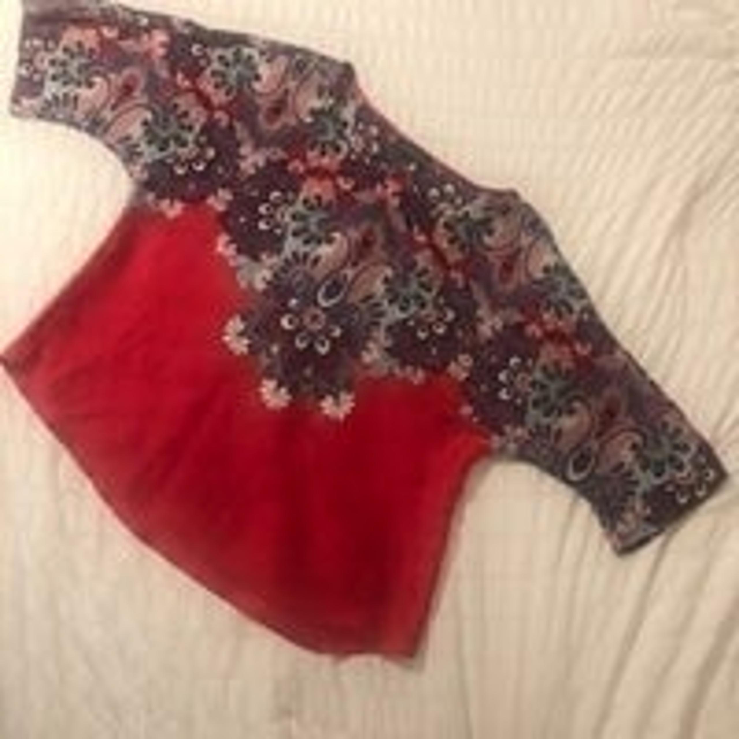 Women's Elementz Sz XL floral paisley pink kimono sleeve blouse Valentines