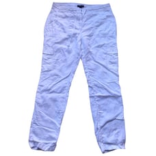 Eileen Fisher White Linen Pants Petite 6 6P Drawstring Waist Cargo Pocket
