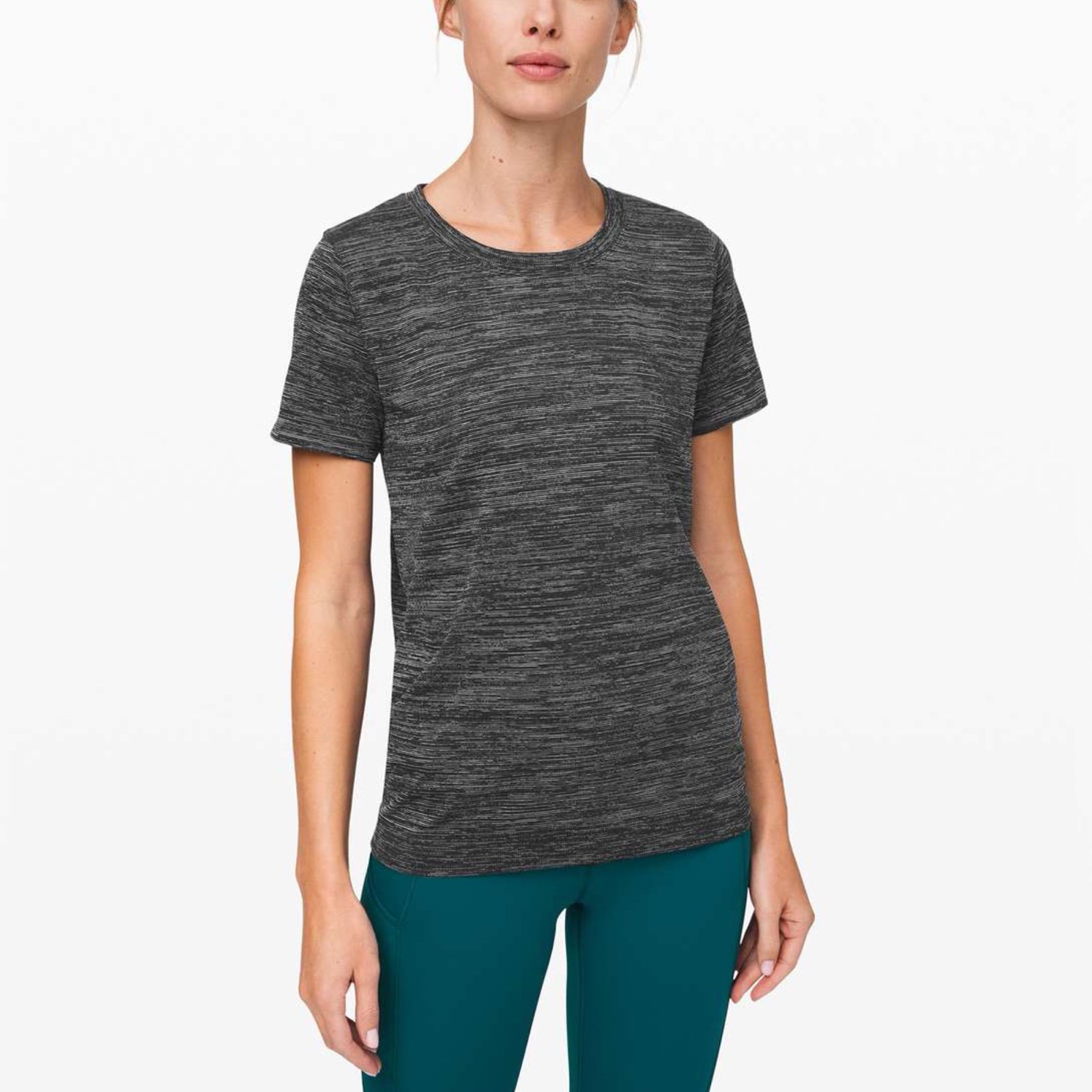 Lululemon Swiftly Relaxed Short Sleeve Sz 10 In Black / White / Black