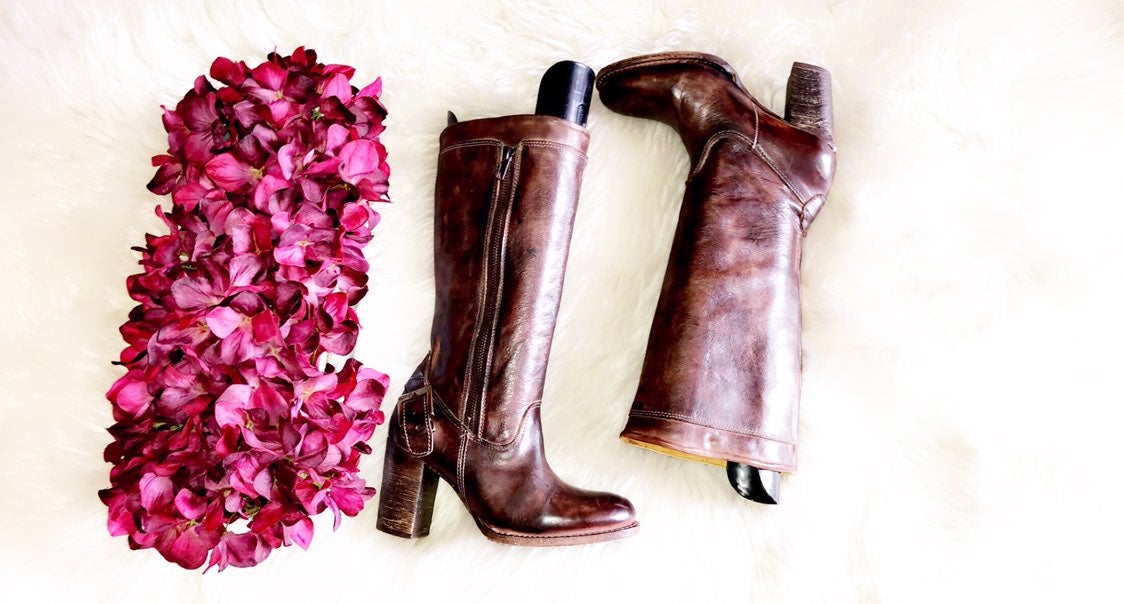 BED STU Brown Leather Heel Boot SZ 6