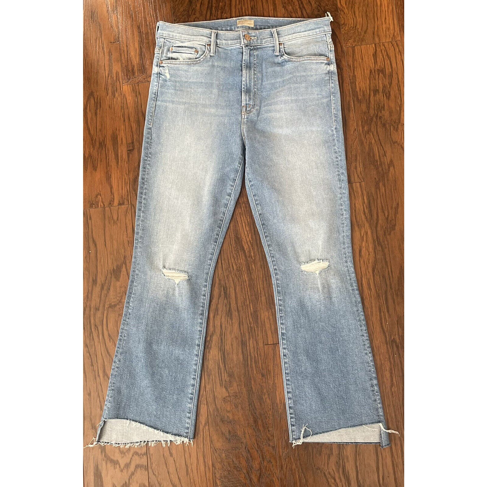 MOTHER The Insider High Waist Crop Step Fray Hem Jeans Size 33