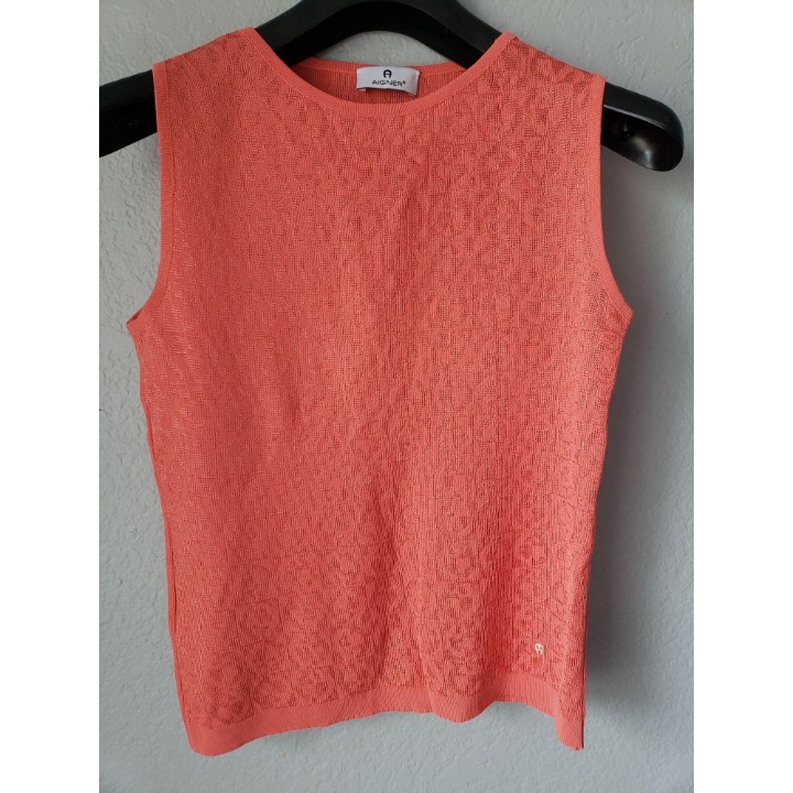 Aigner salmon pink knit sleeveless top i