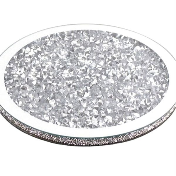 Tahari 12 Lazy Susan Mirrored Glass+ Crystal & Rhinestone Decorative Tray