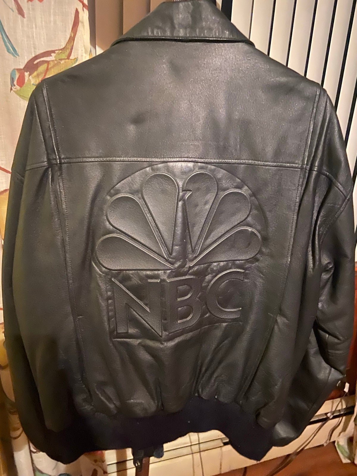 NBC Logo Black Leather Jacket