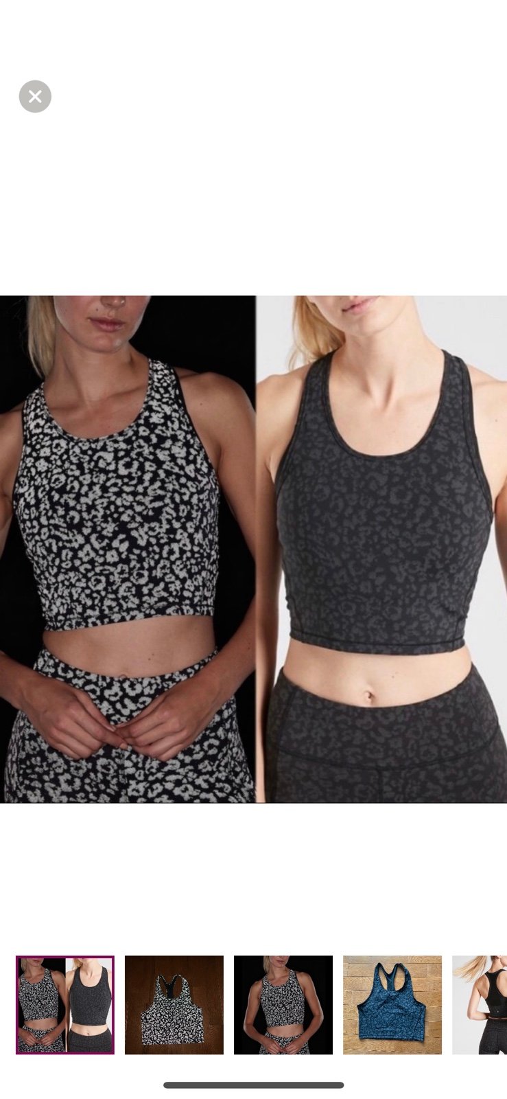 ATHLETA REFLECTIVE LIGHTNING CROP RACERBACK TANK-S-BLACK/GREY