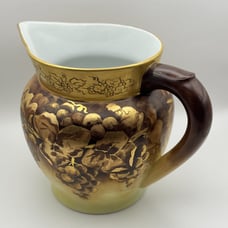 Stunning Rare Hand-Painted Gold Pitcher - Grapes Design - Signed Frances Hogan