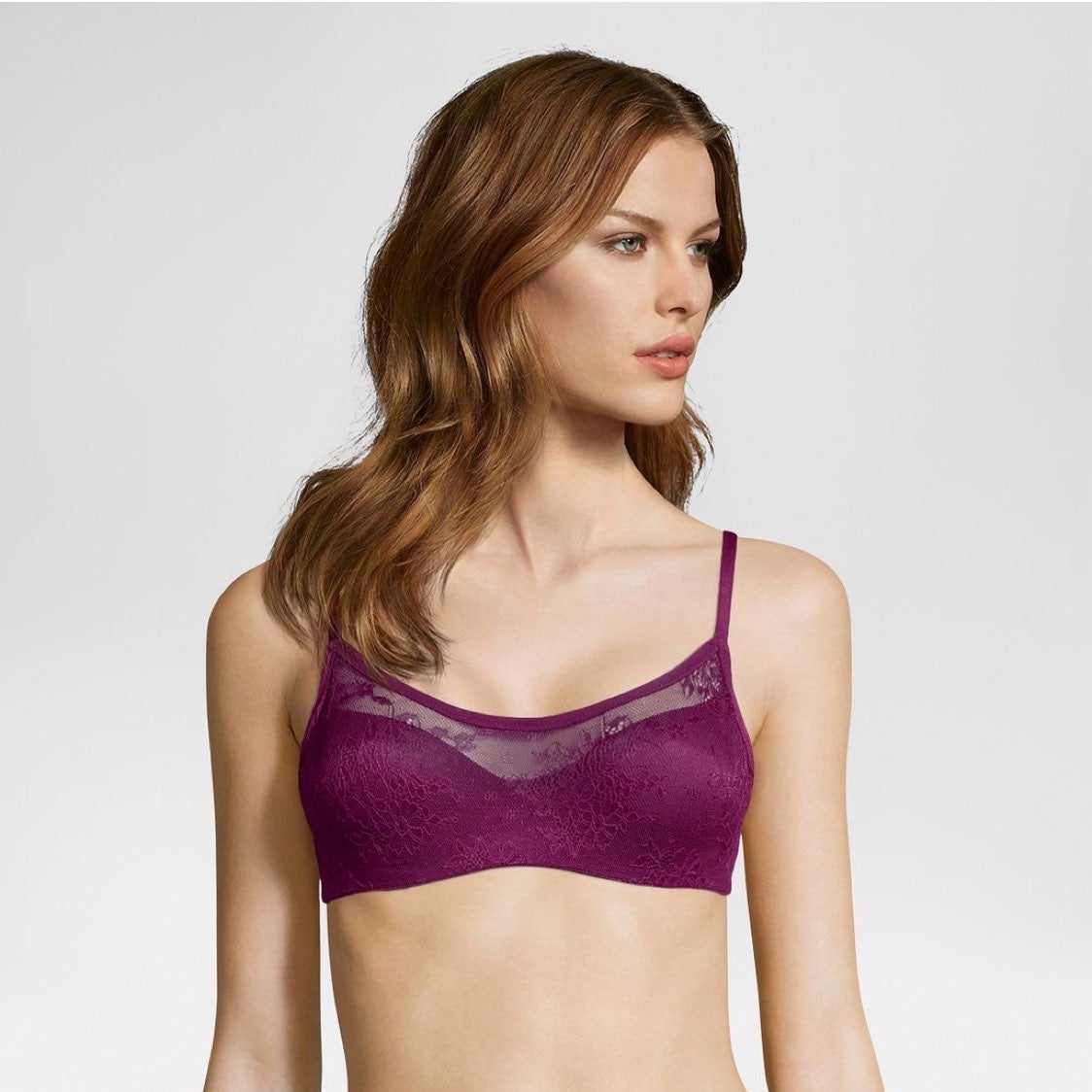34A Red Scoop Neck Underwire Lace Bra