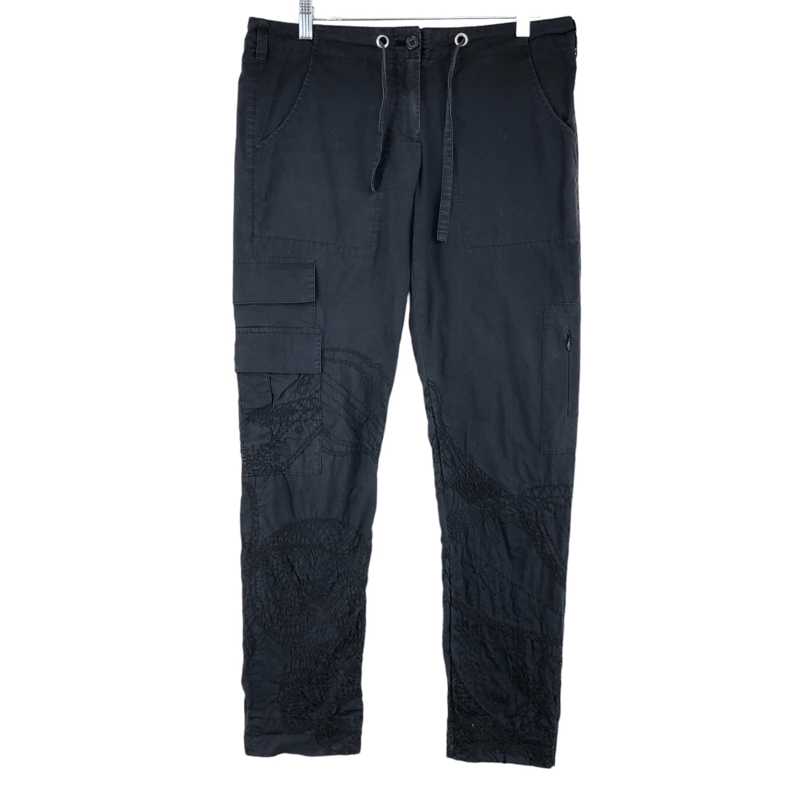 Pete & Greta Johnny Was Womens Size S Cargo Pants Embroidered Stretch Black