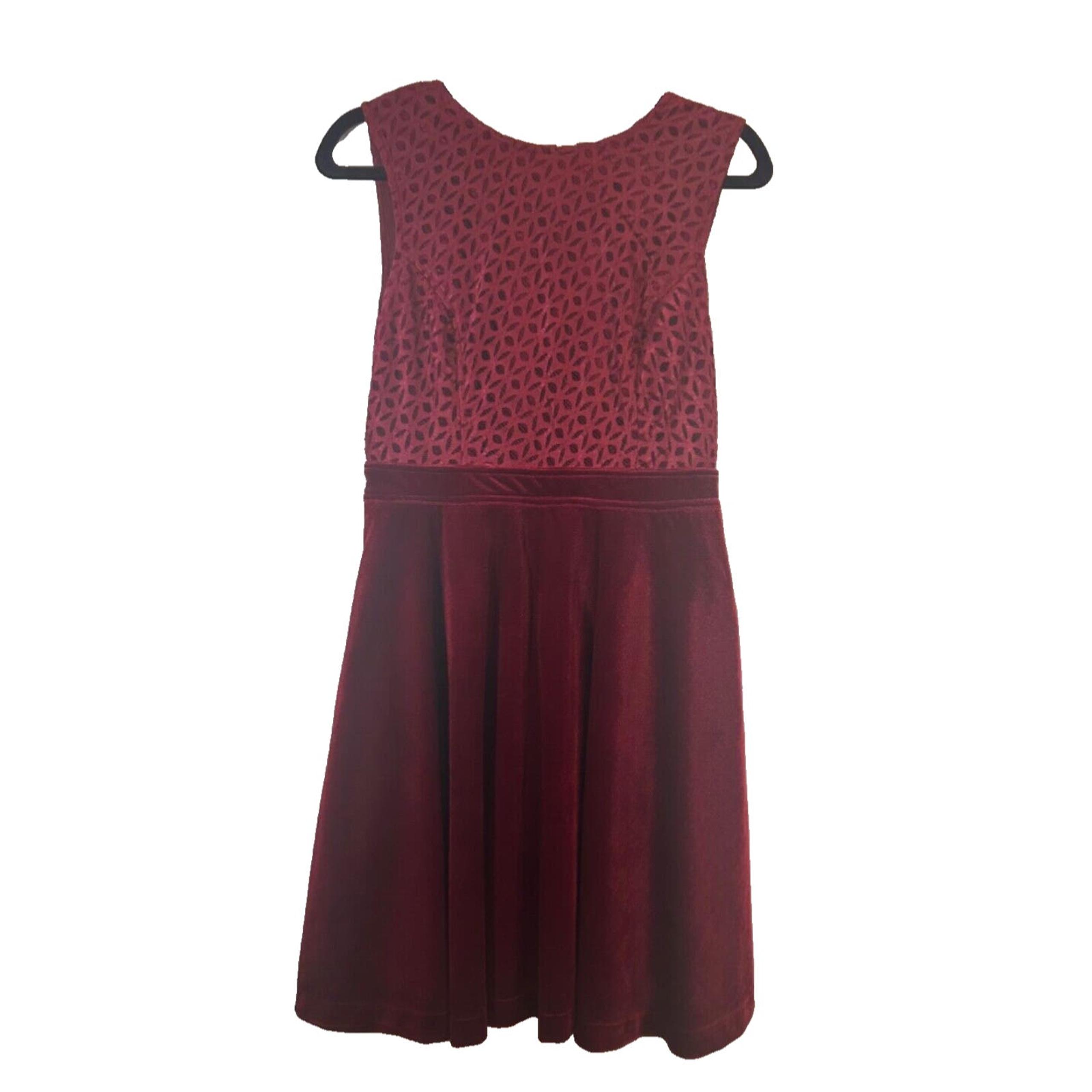 Eshakti sleeveless fit & flare wedding cocktail party size L/12 Red Velvet C11+