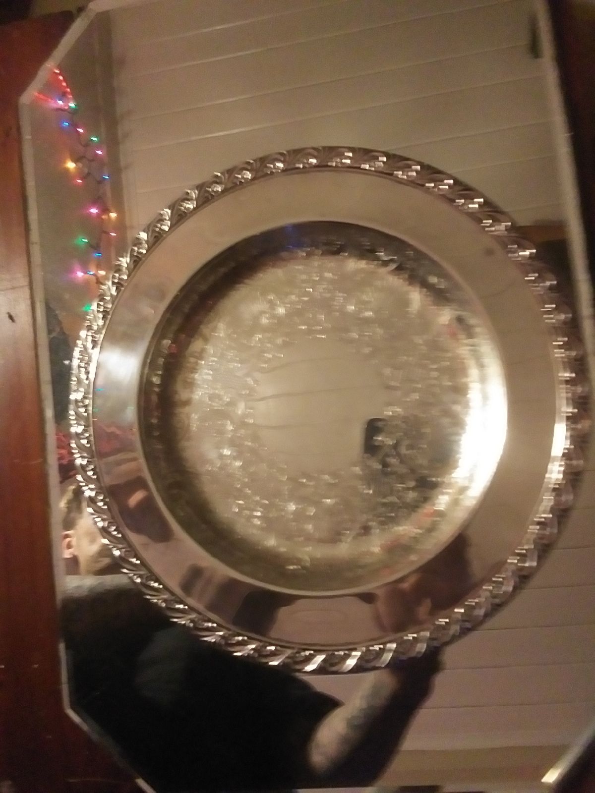 Vintage am rogers eagle & star silver plated round dish