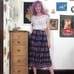 Vintage Purple Cotton Gauze Skirt, 1970s Indian Cotton Block Printed Midi, XS