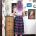 Vintage Purple Cotton Gauze Skirt, 1970s Indian Cotton Block Printed Midi, XS