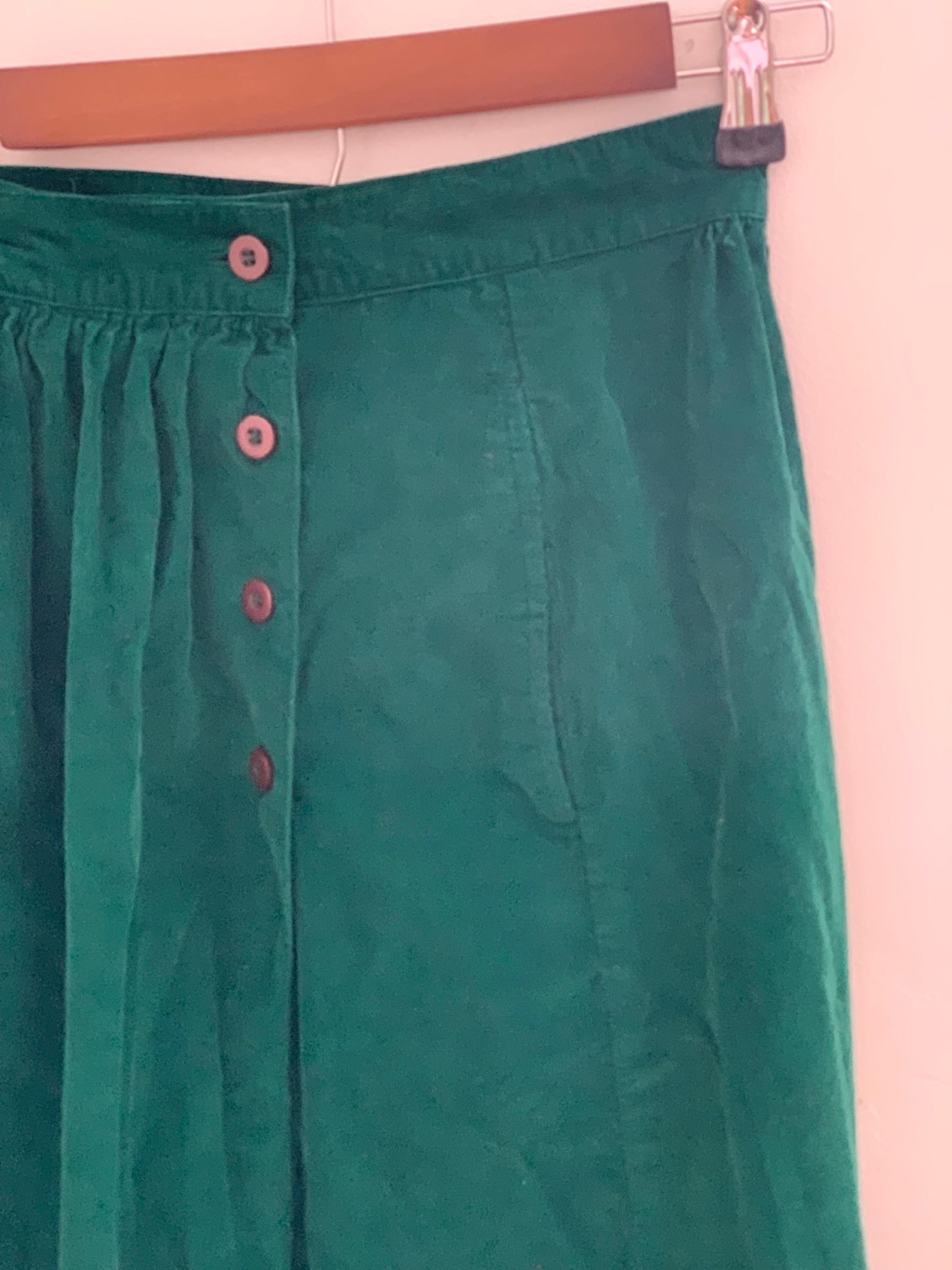 Eddie Bauer Green Corduroy Skirt