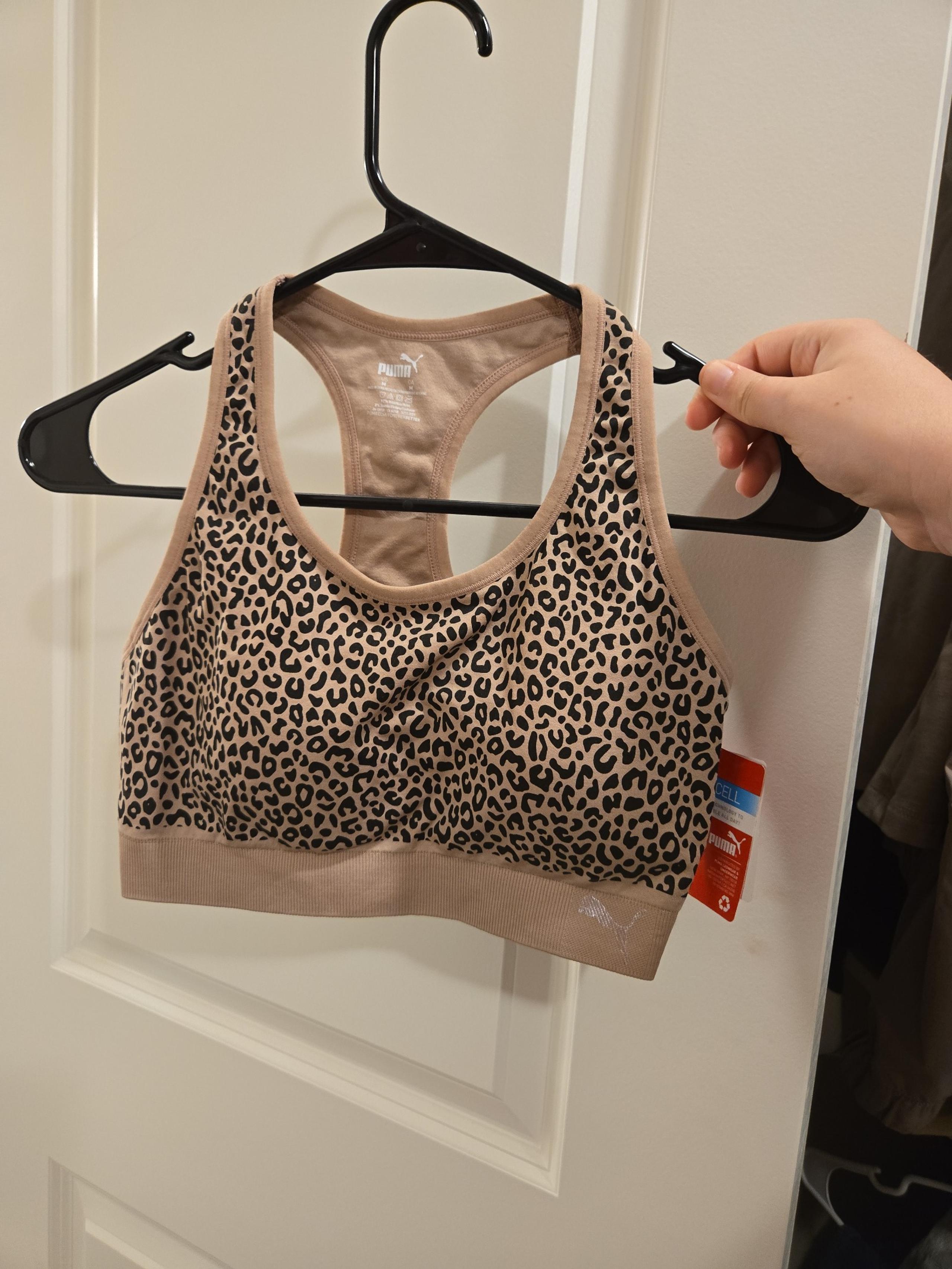 PUMA Racerback Cheetah Sports Bra Women’s Medium
