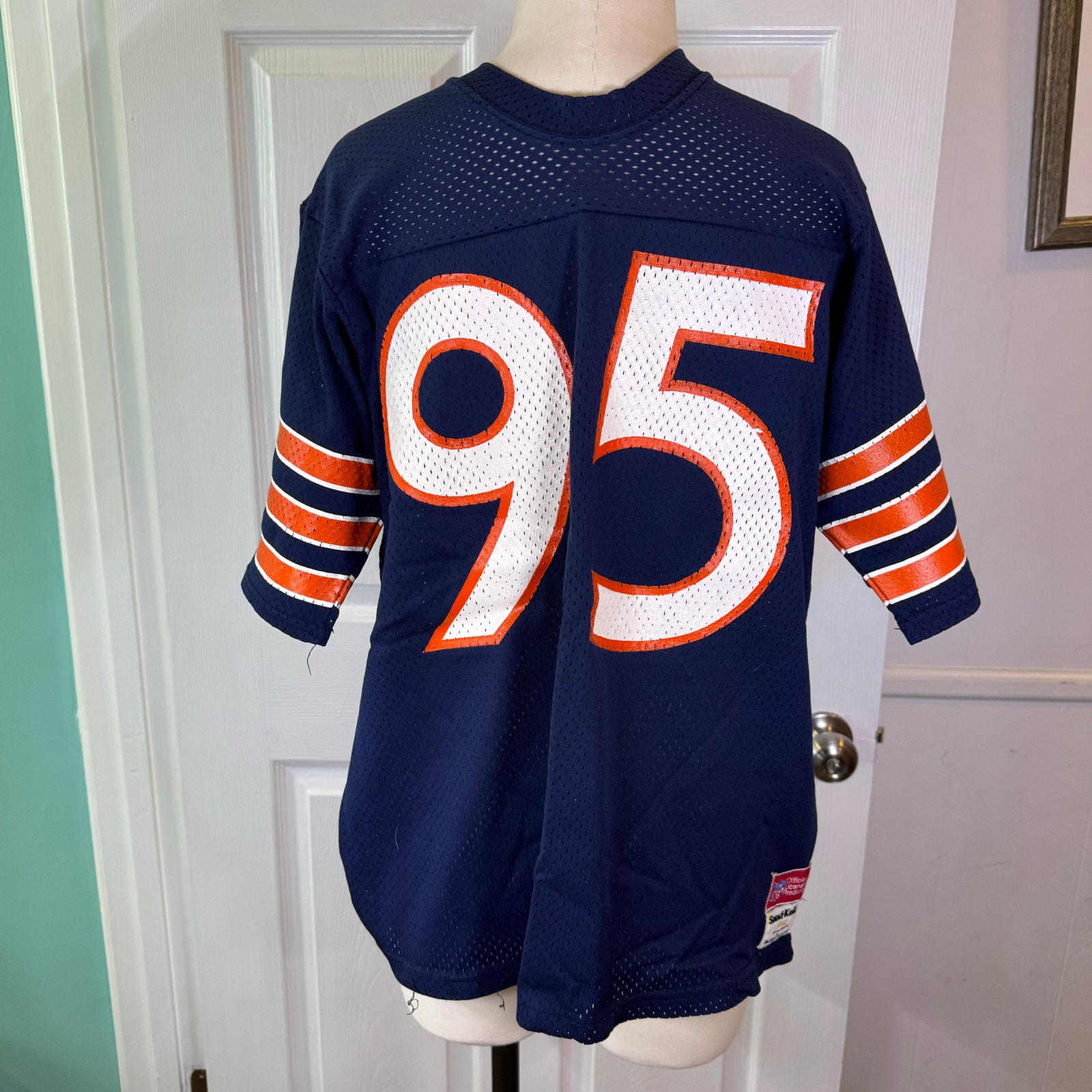 VINTAGE 80s McGREGOR SAND KNIT CHICAGO BEARS #95 RICHARD DENT JERSEY SIZE L