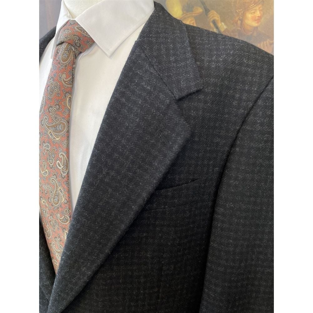 J. Riggings Hunting Horn 44L Black Gray Gingham Wool Cashmere Flannel Sport Coat