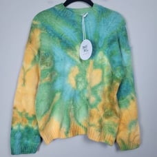Princess Polly Womens Sofie Tie Dye Pullover Sweater M/L Green Hippie Boho NWT