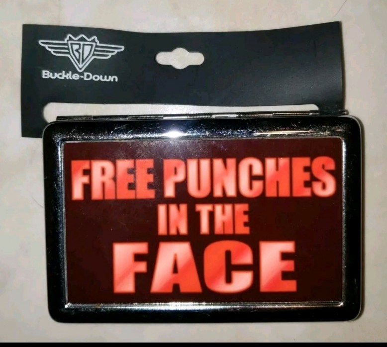 FREE PUNCHES IN THE FACE METAL CIG ID CASE HOT TOPIC Y2K PUNK Goth Emo New