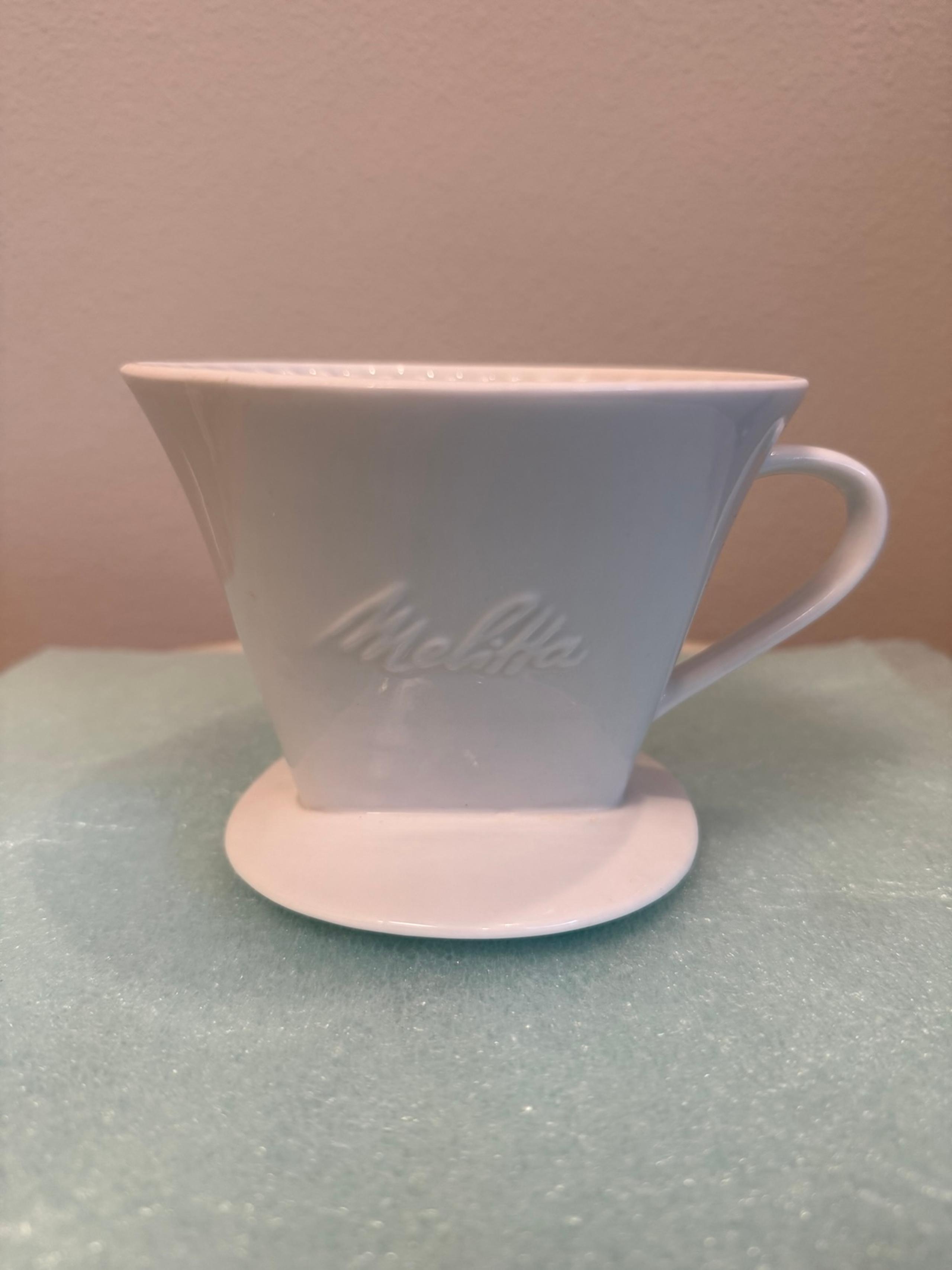 New Melitta 1 Cup White Porcelain Pour-over Cone Coffee Maker