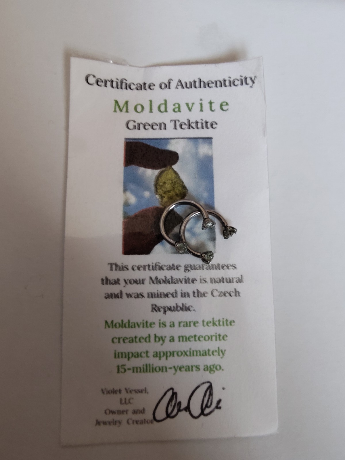 Genuine Moldavite daith earrings / nose ring SET