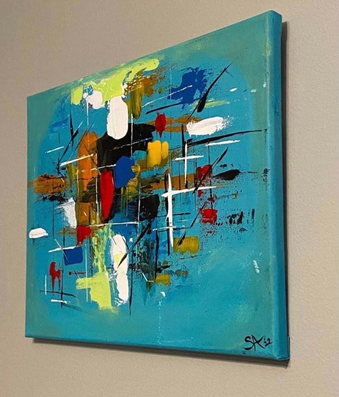 Custom Handmade 11x14 Acrylic on Canvas Painting “Color Block” Art by Shannon An