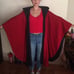 Red and Black Reversible Cape Norma Kama