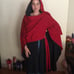 Red and Black Reversible Cape Norma Kama