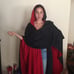Red and Black Reversible Cape Norma Kama
