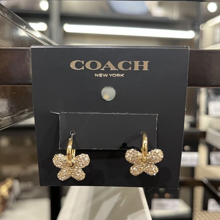 COACH Pavé Butterfly Huggie Earrings CT089