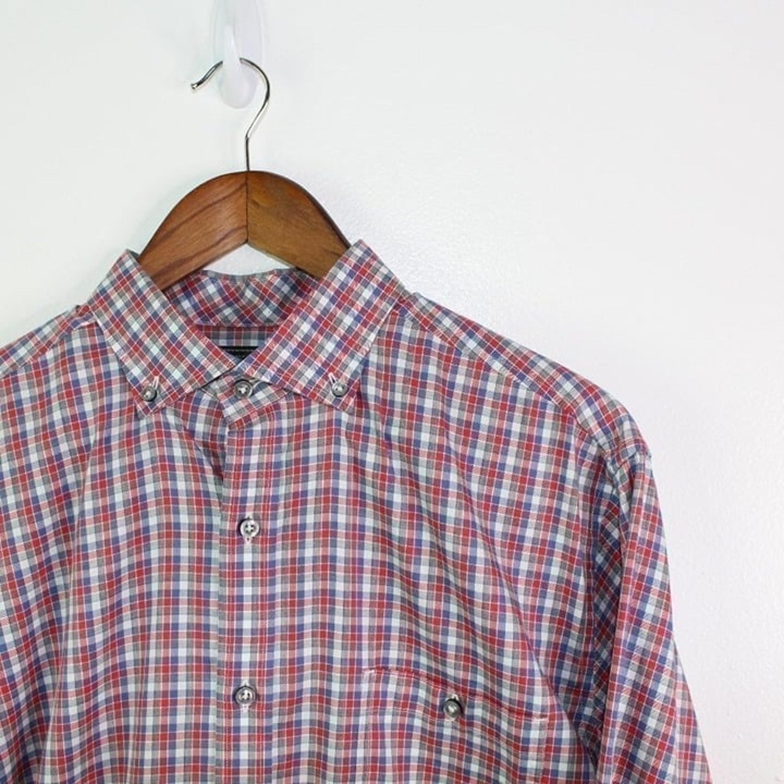 Maker & Co. Long Sleeve Mini Check Button Down L
