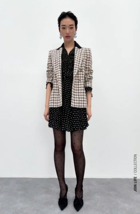 ZARA TEXTURED DOUBLE BREASTED BLAZER