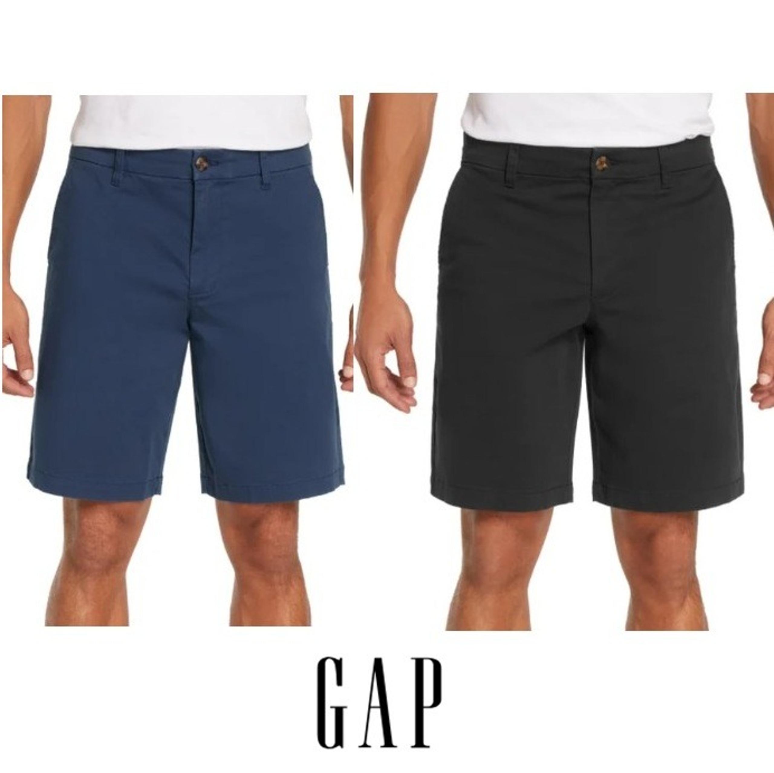 NWT 2 Pairs of  GAP Men’s Flat Front Short, 1 Blue 1 Black, Size 36
