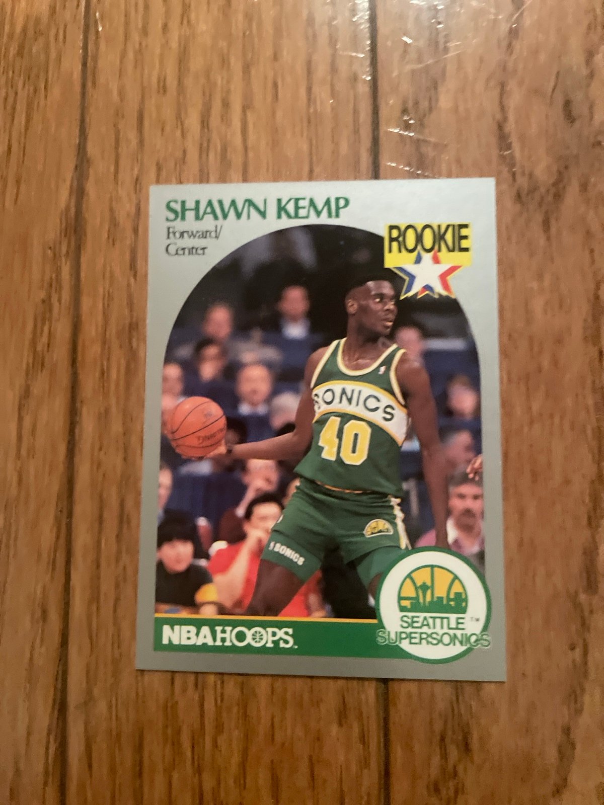 1990 Shawn Kemp RC , NBA HOOPS, NBA PROPERTIES & the OFFICIAL NBA card # 279